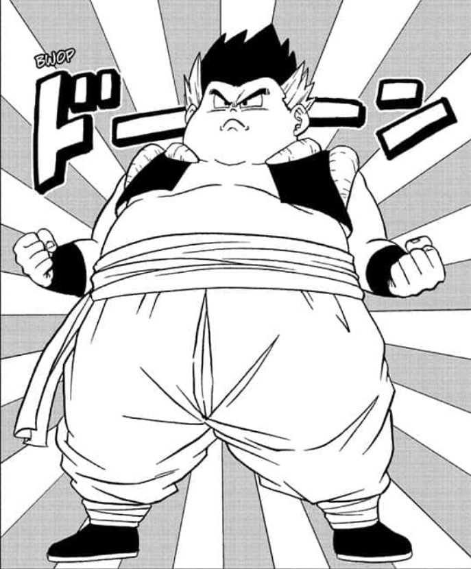 Adult Fat Gotenks (o Gotenks grasso adulto) all'interno del capitolo 97 di Dragon Ball Super.